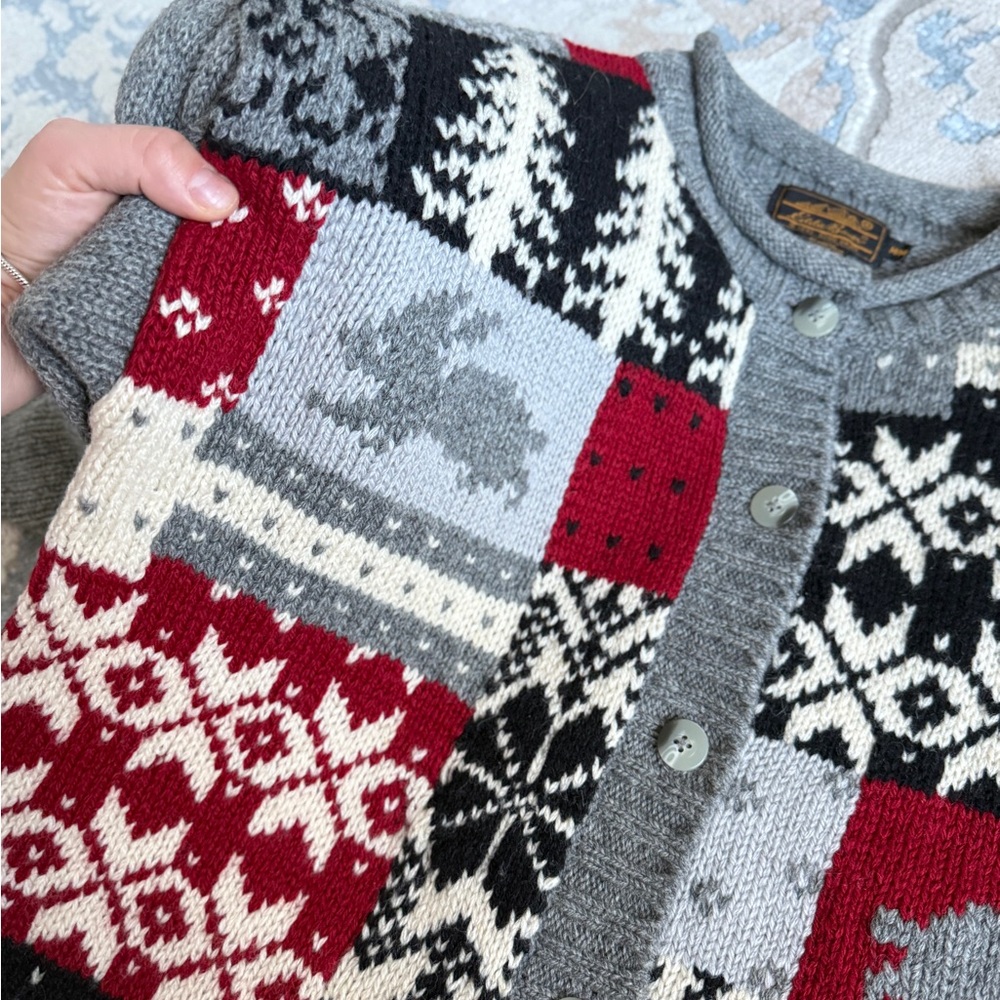 Eddie Bauer vintage cardigan sweater womens sz M high quality %100 wool in gray - Picture 5 of 8